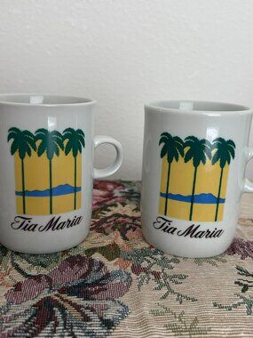 Vintage Schmidt Brasil Porcelana Tia Maria Espresso Coffee Mug Set of 2